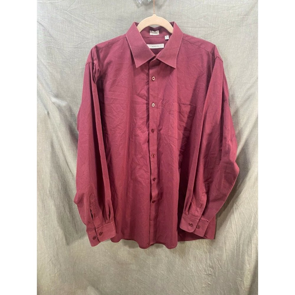 Adolfo Button Up Shirt Adult‎ XL 17 17 1/2 34/35 Red Long Sleeve Mens.